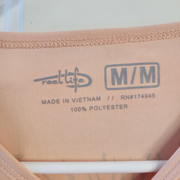 Reel Life Women’s Long Sleeve Performance Shirt M Peach UV Protection GraphicTee - Picture 2 of 10